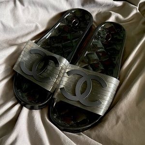 Chanel Black Jelly Slides size 11/12